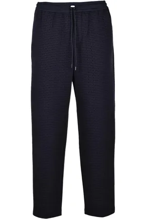Emporio Armani Broeken, Heren, Blauw, L, Katoen, Fluweel Logo Jumpsuit