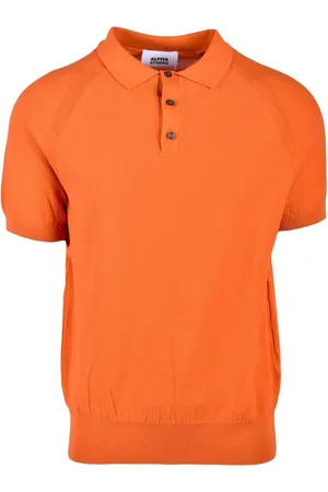ALPHA STUDIO Tops, Heren, Oranje, L, Katoen, Gebreid poloshirt