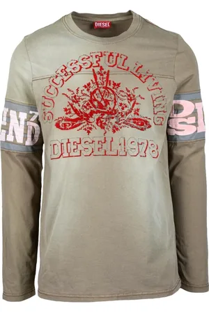 Diesel Tops, Heren, Groen, L, Katoen, Tshirt