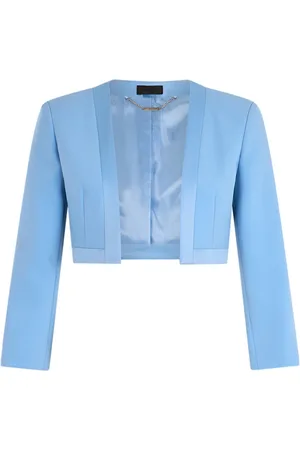 Liu Jo Jassen, Dames, Blauw, S, Satijn, Elegante Satijnen Cropped Jas