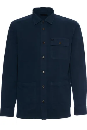 FAY Jassen, Heren, Blauw, S, Katoen, Canvas Shirt Jas & Jas Blauw