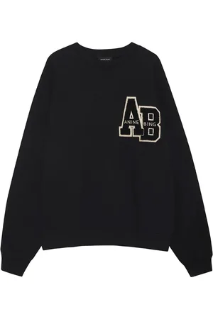 ANINE BING Sweatshirts & Hoodies, Dames, Zwart, XS, Katoen, Gezellige Zwarte Sweatshirt Miles A-08-10074
