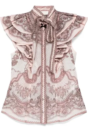 ZIMMERMANN Blouses & Shirts, Dames, Veelkleurig, S, Katoen, Casual Katoenen Overhemd