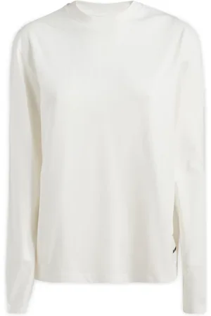Jil Sander Tops, Dames, Wit, M, Katoen, Casual Katoenen T-Shirt