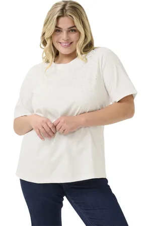 Kaffe Tops, Dames, Wit, S, Stijlvolle Tee met Similisten Detail