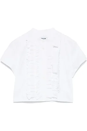 Msgm Blouses & Shirts, Dames, Wit, S, Katoen, Witte Katoenen Overhemd Elegant Ontwerp
