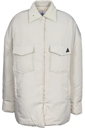 The Attico Jassen, Dames, Wit, S, Polyester, Pinafore Metal Short Coat