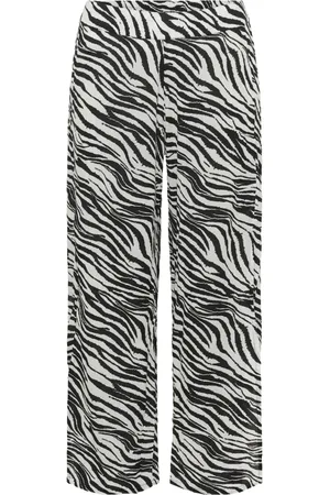 Kaffe Broeken, Dames, Zwart, XL, Dierenprint Wijde Broek