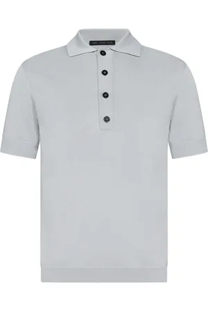 LOW BRAND Tops, Heren, Grijs, M, Grijze Poloshirt met Intarsia Detail