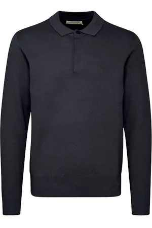 Casual Friday Tops, Heren, Blauw, M, Milano Polo Gebreid Donkerblauw