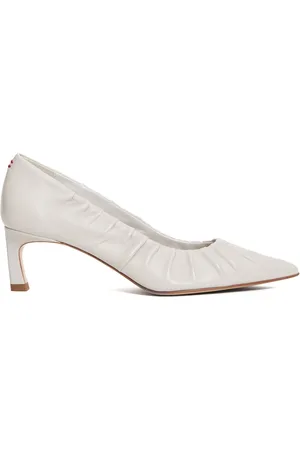 HALMANERA Schoenen, Dames, Wit, 36 EU, Leer, Witte Leren Pumps Stijlvol Gerimpeld Ontwerp