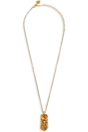 VERSACE Accessoires, Heren, Geel, ONE Size, Goudkleurige Statement Hanger Ketting