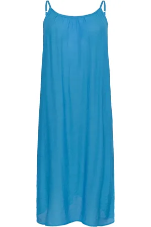 Kaffe Kleedjes, Dames, Blauw, 2Xl, Polyester, Jurk met Verstelbare Bandjes en Strikdetail