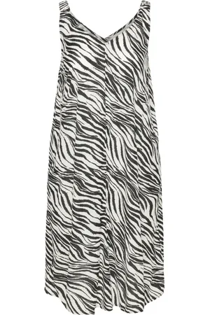 Kaffe Kleedjes, Dames, Zwart, 2Xl, Dierenprint V-hals Jurk Accessoire