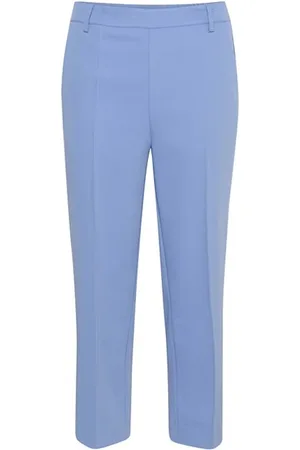Kaffe Broeken, Dames, Blauw, XL, Hoge Taille Cropped Broek Ebb And Flow