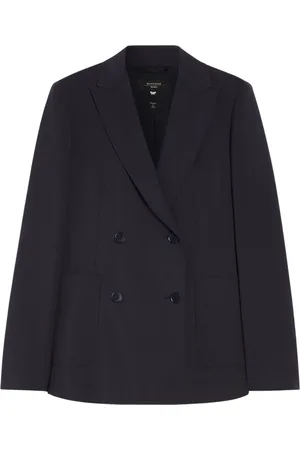 Max Mara Jassen, Dames, Blauw, S, Wol, Stretch wol double-breasted blazer