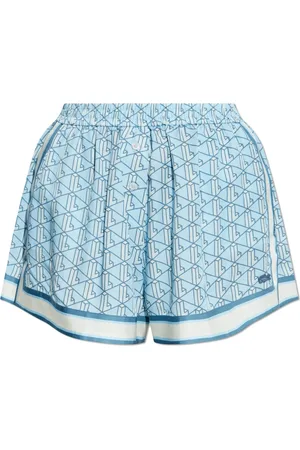 Lacoste Korte broeken, Dames, Blauw, XL, Leer, Gestreepte shorts