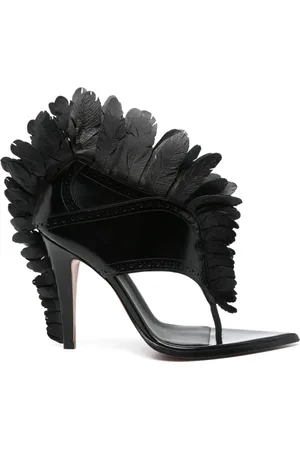 Alexander McQueen Schoenen, Dames, Zwart, 40 EU, Zwarte Teenslippers met Laser-Cut Detail