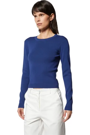 Silvian Heach Truien, Dames, Blauw, XS, Nylon, Lange dunne gebreide trui