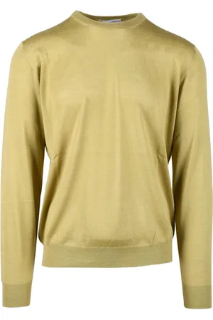 FILIPPO DE LAURENTIIS Truien, Heren, Geel, XL, Kasjmier, Kasjmier Zijde Pullover Trui