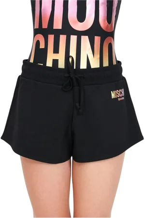 Moschino Korte broeken, Dames, Zwart, L, Katoen, Zwemshorts met hoge taille van katoen