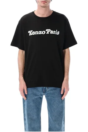 Kenzo Tops, Heren, Zwart, M, Katoen, Olifant Print T-shirt