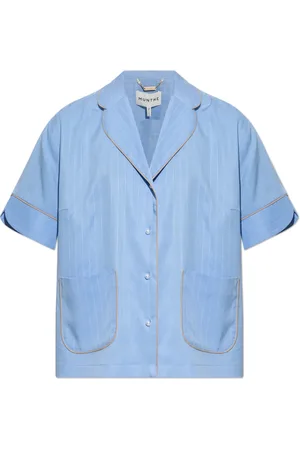 Munthe Blouses & Shirts, Dames, Blauw, L, Linnen, Overhemd met gestreept patroon