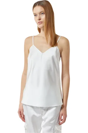 Silvian Heach Tops, Dames, Wit, S, Satijn, Top in satijn met dunne bandjes