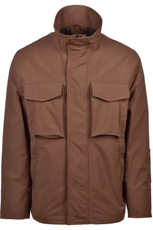 Dondup Jassen, Heren, Bruin, 2Xl, Polyester, Field Jacket met Rits en Drukkers