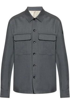 Moncler Overhemden, Heren, Grijs, XL, Wol, Wollen overhemd