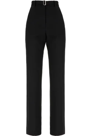 Lanvin Broeken, Dames, Zwart, S, Leer, Stijlvolle broeken