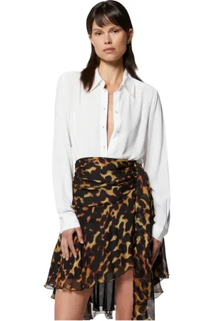 Silvian Heach Blouses & Shirts, Dames, Wit, L, Zijden shirt met diepe halslijn en elegante manchetten