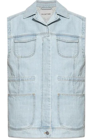 Munthe Jassen, Dames, Blauw, L, Denim, Denim vest
