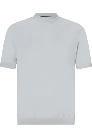 LOW BRAND Tops, Heren, Blauw, L, Grijze Crewneck Sweatshirt Intarsia Detail