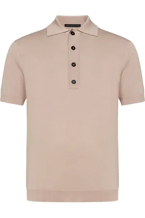 LOW BRAND Tops, Heren, Roze, S, Nylon, Roze Crêpe Polo met Intarsia Details