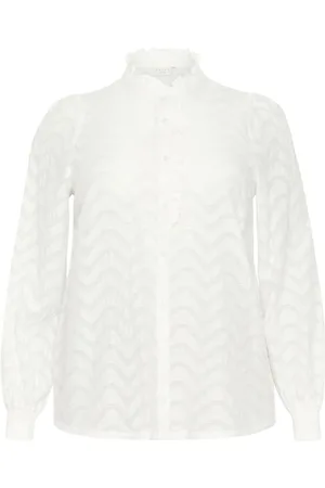 Kaffe Blouses & Shirts, Dames, Wit, 3Xl, Elegante Blouse met Hoge Hals