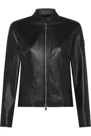 Peuterey Jassen, Dames, Zwart, XS, Leer, Zwarte Biker Leren Jas Vrouwen