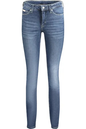 Calvin Klein Jeans, Dames, Blauw, W28 L32, Denim, Denim Skinny Jeans Blauw Gewassen Logo