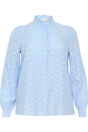 Kaffe Blouses & Shirts, Dames, Blauw, 3Xl, Elegante Blouse Soft Chambray