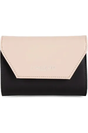 Lancaster Tassen, Dames, Zwart, ONE Size, Leer, Dubbele Flap Portemonnee met Drukknoopsluiting