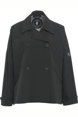 save the duck Jassen, Dames, Zwart, M, Oversized regenjas met logodetails