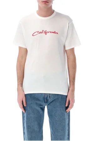 ERL Tops, Heren, Wit, L, Katoen, Californisch Wit T-shirt met Crewneck