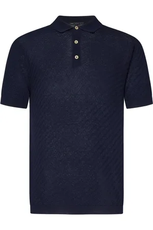 LOW BRAND Tops, Heren, Blauw, S, Katoen, Blauw Poloshirt 100% Katoen Korte Mouwen