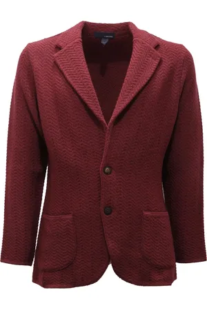 LARDINI Jassen, Heren, Rood, S, Wol, Bordeaux wollen jas gemaakt in Italië