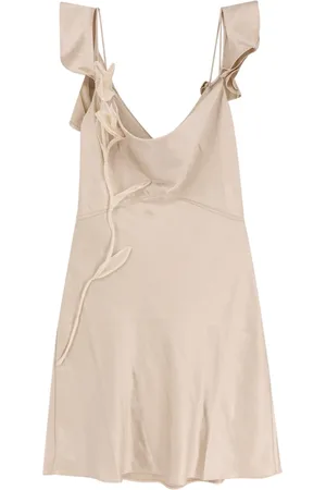 Self-Portrait Kleedjes, Dames, , XS, Polyester, Champagne Jurk met Ruches Mouwloos