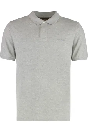 Woolrich Tops, Heren, Grijs, L, Katoen, Katoenen Polo Shirt met Geribbelde Randen