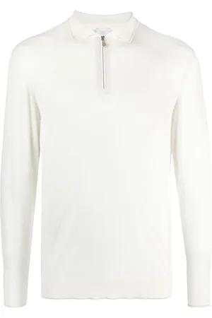 ELEVENTY Tops, Heren, Wit, XL, Wol, Casual Multicolor Half Zip Sweater