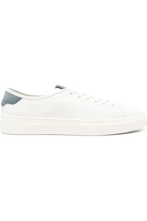 santoni Schoenen, Heren, Wit, 43 EU, Witte Vetersneaker met Logopatch