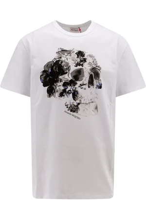 Alexander McQueen Tops, Heren, Wit, M, Katoen, Witte T-shirts en Polos Geribbeld Profiel