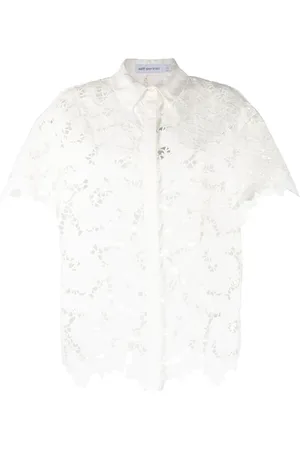 Self-Portrait Blouses & Shirts, Dames, Wit, S, Katoen, Short Sleeve Shirts